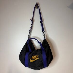 Vintage Nike Duffel Bag Purple Black Gold w/ Shoulder Strap
